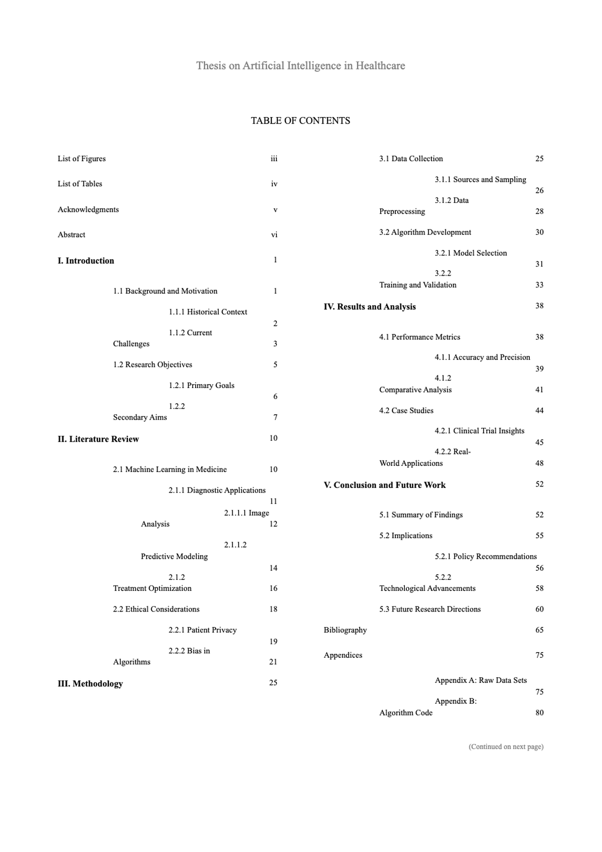 Sample academic thesis table of contents with chapters and page numbers_variant_2